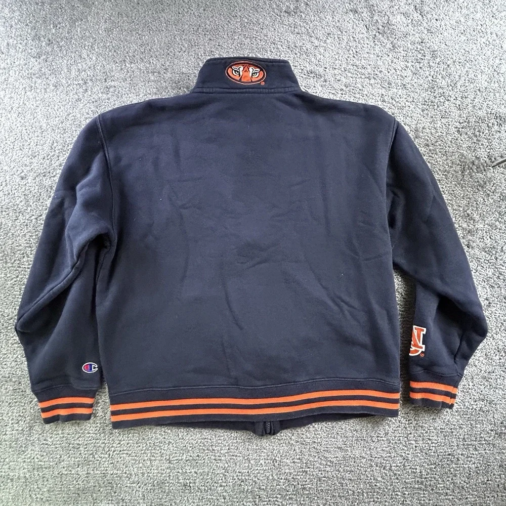 Champion Auburn Tigers Full Zip Varisity Jacket Navy Orange Mens Large Thick